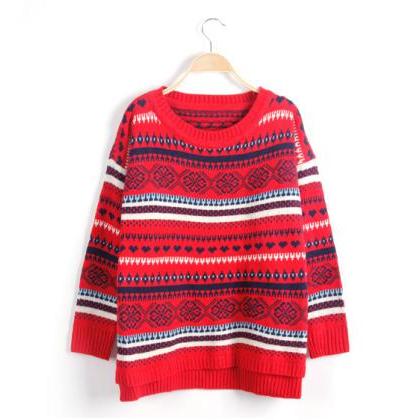 Stripe Sweaters Snow Loose Sweaters on Luulla