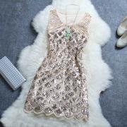 Free shipping stylish atmosphere beaded sequin dress