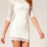 Free shipping White Lace Dress