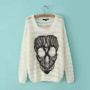 Fashion Lace Long-Sleeved Sweater Skull Pattern