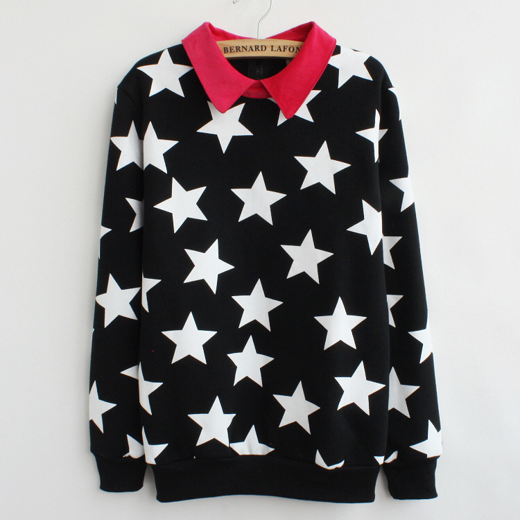 Stars Fleece Printed Fleece Sweater on Luulla