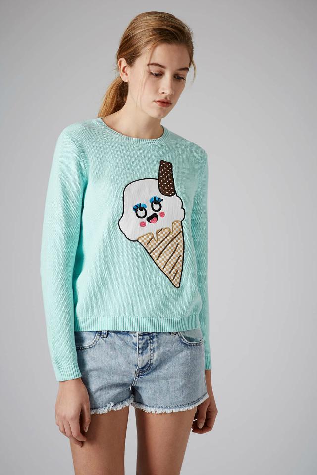 Women's Embroidered Ice-cream Knitted Sweater on Luulla